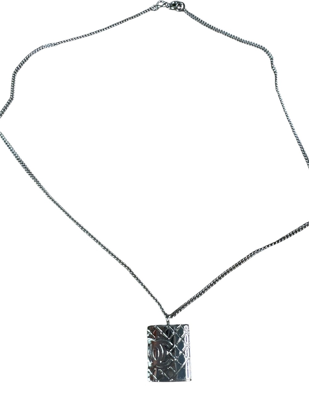 DIOR Silver Letter-Block Drop Pendant Necklace - Picture 5 of 5